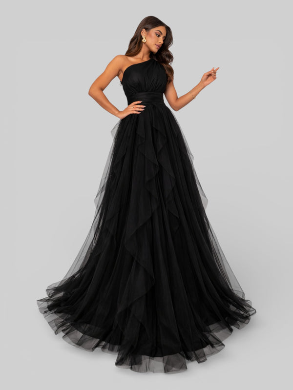Vestido de Festa Alça Única Tule em Camadas Cascata - Aurea Dress