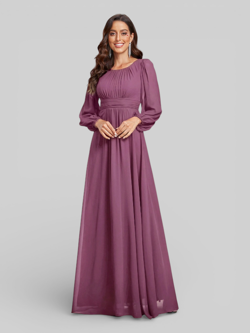 Vestido de Festa Plus Size Manga Longa Classic