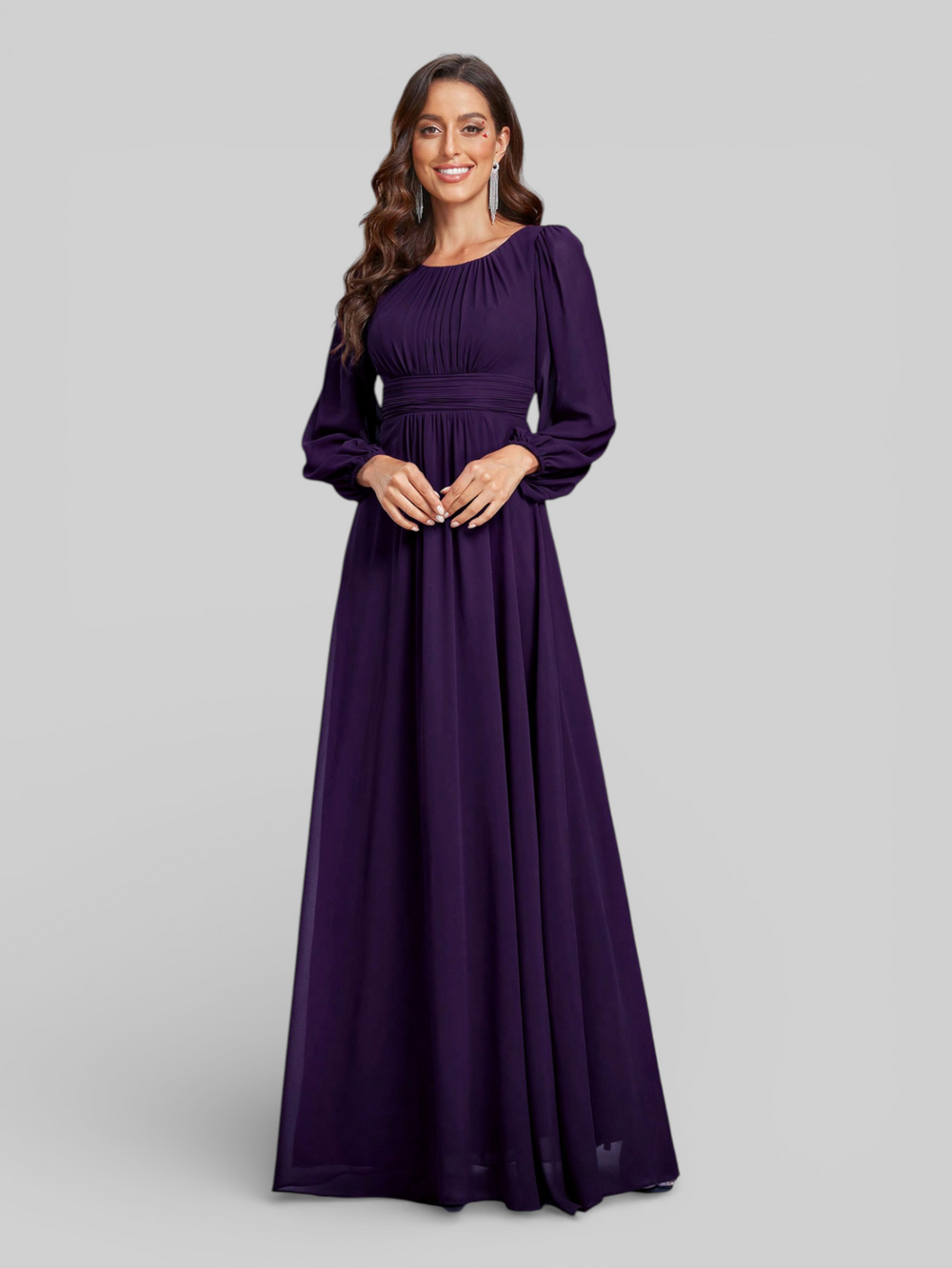 Vestido de Festa Plus Size Manga Longa Classic