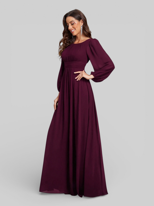 Vestido de Festa Plus Size Manga Longa Classic