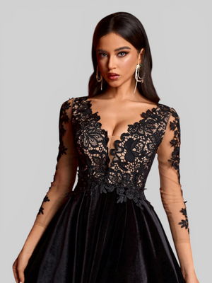 Vestido de Festa Longo Manga 3/4 Bordado Clemente - Aurea Dress