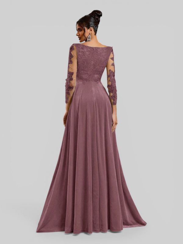 Vestido de Festa Longo Manga 3/4 Bordado Clemente - Aurea Dress