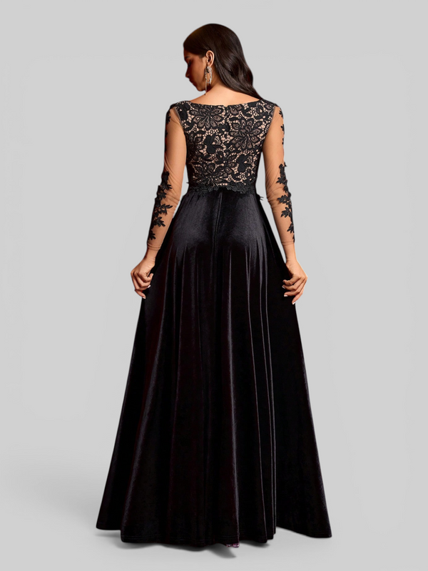 Vestido de Festa Longo Manga 3/4 Bordado Clemente - Aurea Dress