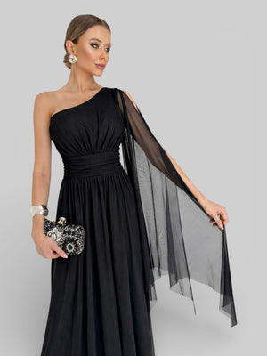 Vestido de Festa Ombro Único com Capa Coréia - Aurea Dress