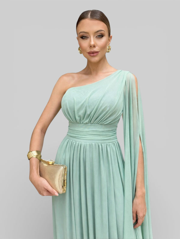Vestido de Festa Ombro Único com Capa Coréia - Aurea Dress
