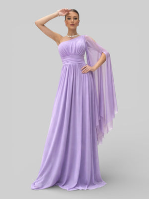 Vestido de Festa Ombro Único com Capa Coréia - Aurea Dress