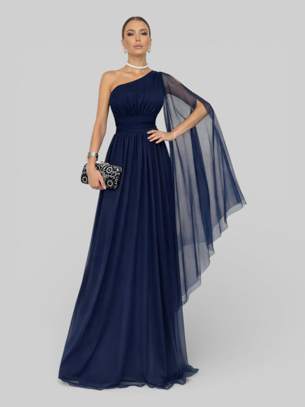 Vestido de Festa Ombro Único com Capa Coréia - Aurea Dress