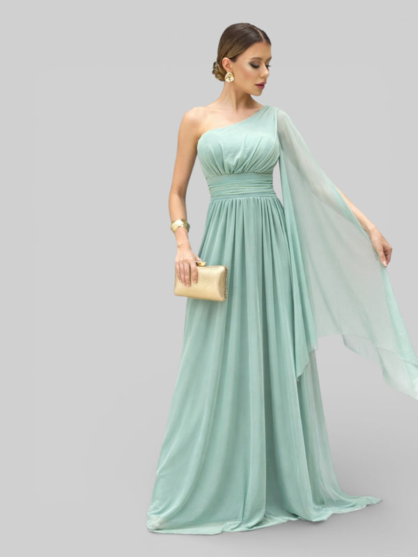 Vestido de Festa Ombro Único com Capa Coréia - Aurea Dress
