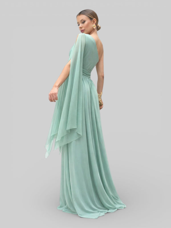 Vestido de Festa Ombro Único com Capa Coréia - Aurea Dress