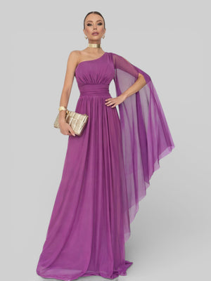 Vestido de Festa Ombro Único com Capa Coréia - Aurea Dress