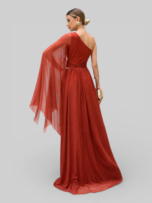 Vestido de Festa Ombro Único com Capa Coréia - Aurea Dress