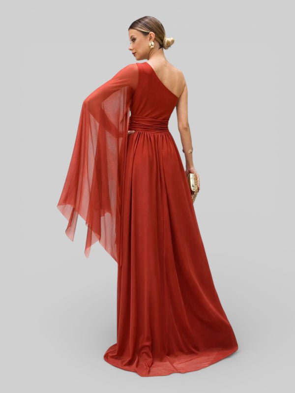 Vestido de Festa Ombro Único com Capa Coréia - Aurea Dress