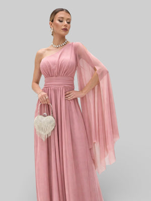 Vestido de Festa Ombro Único com Capa Coréia - Aurea Dress