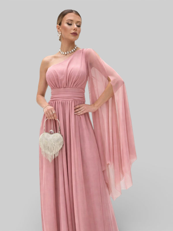 Vestido de Festa Ombro Único com Capa Coréia - Aurea Dress
