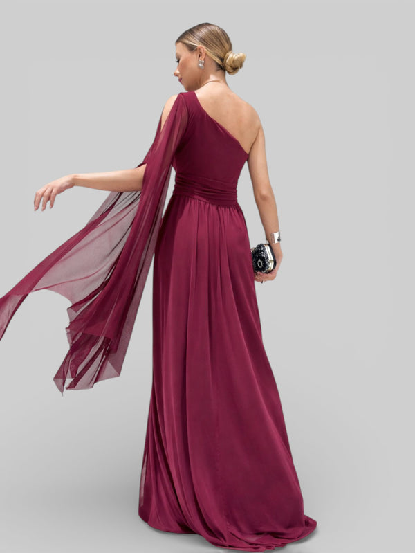 Vestido de Festa Ombro Único com Capa Coréia - Aurea Dress