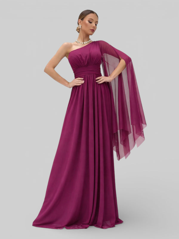 Vestido de Festa Ombro Único com Capa Coréia - Aurea Dress