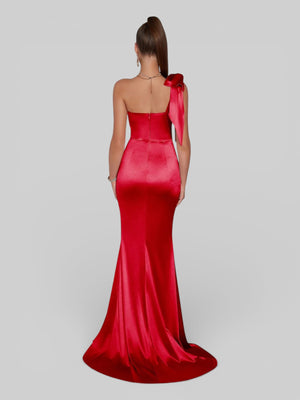 Vestido de Festa Alça Única Corpet Cetim - Aurea Dress