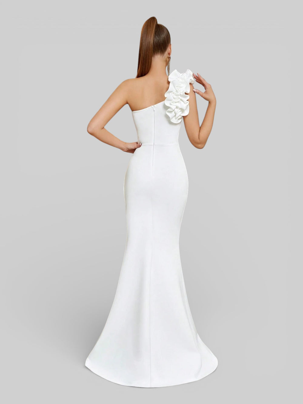 Vestido de Festa Alça Única Floral com Fenda Gabriella - Aurea Dress