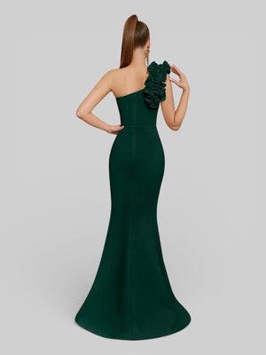 Vestido de Festa Alça Única Floral com Fenda Gabriella - Aurea Dress