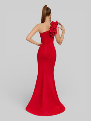 Vestido de Festa Alça Única Floral com Fenda Gabriella - Aurea Dress