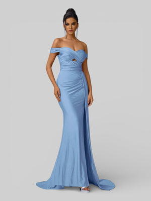 Vestido de Festa Ombro a Ombro com Fenda Versa - Aurea Dress