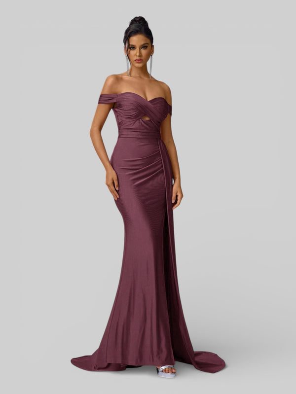 Vestido de Festa Ombro a Ombro com Fenda Versa - Aurea Dress