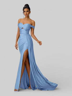 Vestido de Festa Ombro a Ombro com Fenda Versa - Aurea Dress