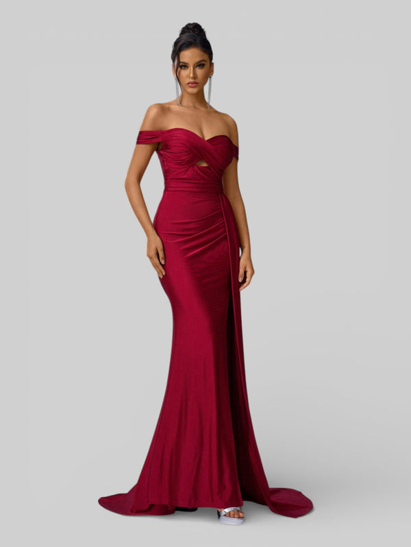 Vestido de Festa Ombro a Ombro com Fenda Versa - Aurea Dress