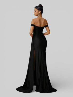 Vestido de Festa Ombro a Ombro com Fenda Versa - Aurea Dress