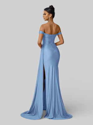 Vestido de Festa Ombro a Ombro com Fenda Versa - Aurea Dress