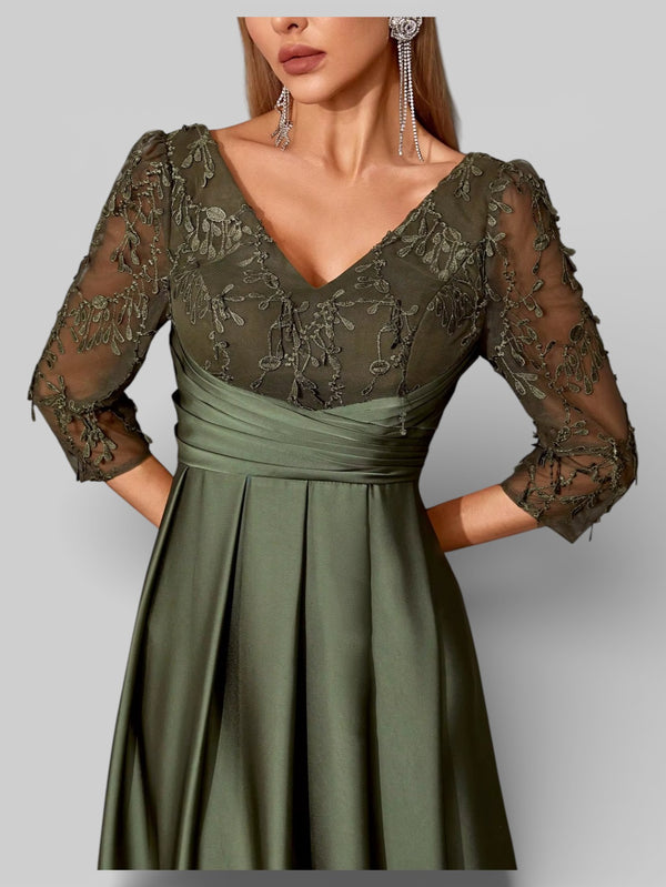 Vestido de Festa Bordado Manga Longa Ilhéus - Aurea Dress