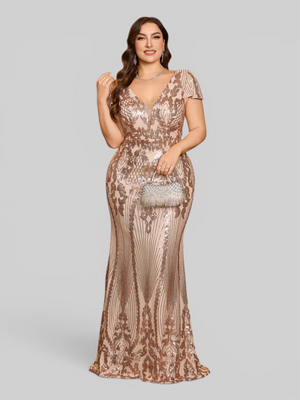 Vestido de Festa Sereia Plus Size Super Luxo Paetê Lauriete