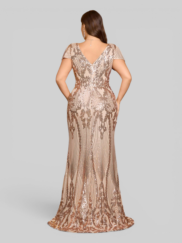 Vestido de Festa Sereia Plus Size Super Luxo Paetê Lauriete