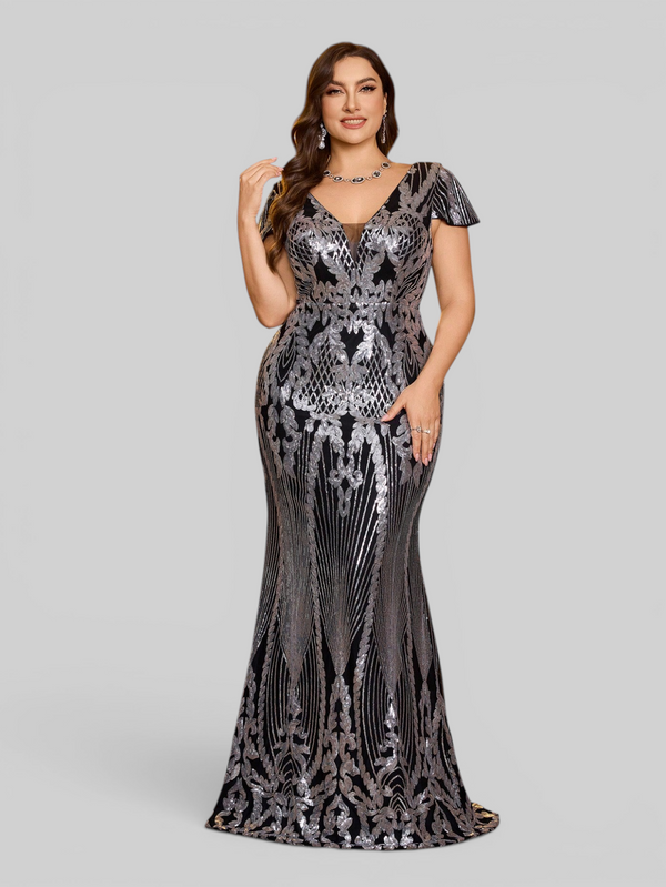 Vestido de Festa Sereia Plus Size Super Luxo Paetê Lauriete