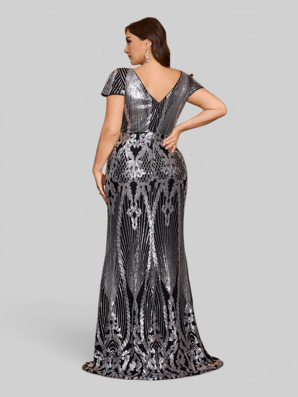Vestido de Festa Sereia Plus Size Super Luxo Paetê Lauriete