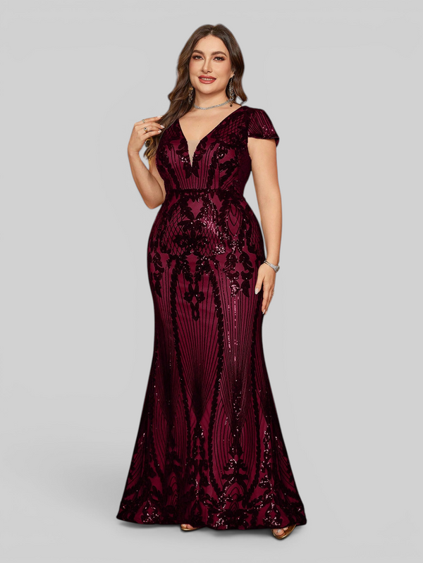 Vestido de Festa Sereia Plus Size Super Luxo Paetê Lauriete