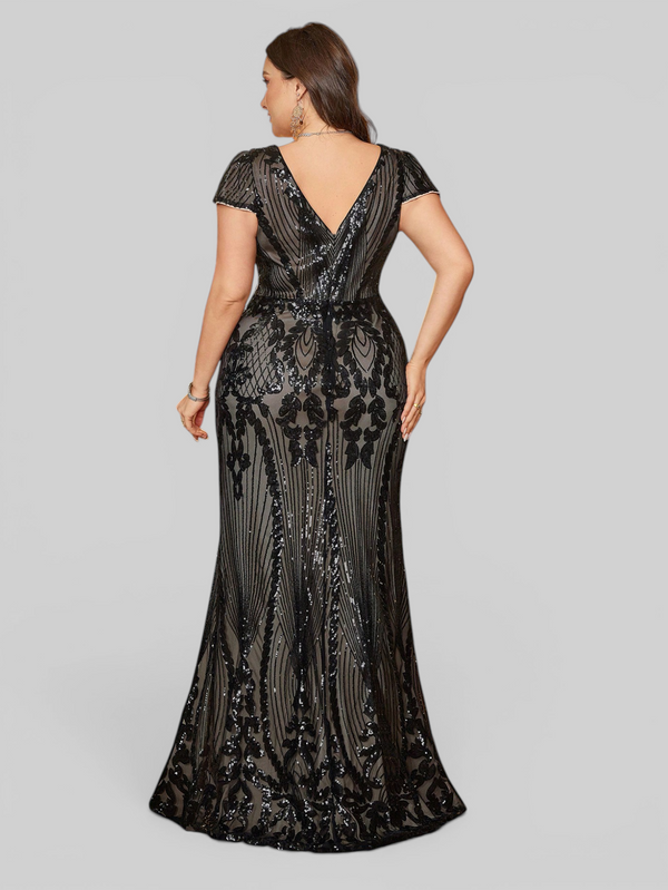 Vestido de Festa Sereia Plus Size Super Luxo Paetê Lauriete