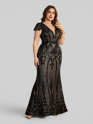 Vestido de Festa Sereia Plus Size Super Luxo Paetê Lauriete