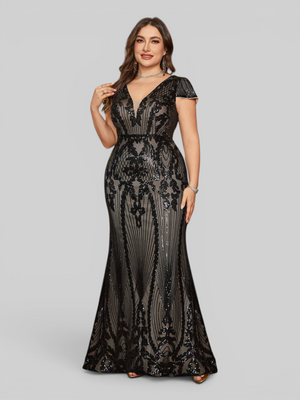 Vestido de Festa Sereia Plus Size Super Luxo Paetê Lauriete