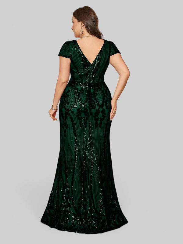 Vestido de Festa Sereia Plus Size Super Luxo Paetê Lauriete