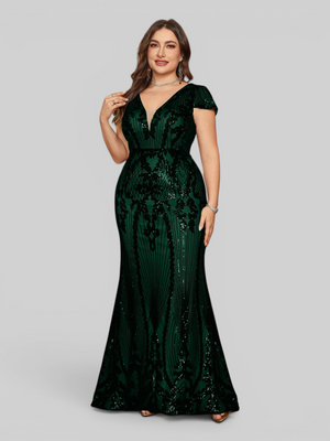 Vestido de Festa Sereia Plus Size Super Luxo Paetê Lauriete