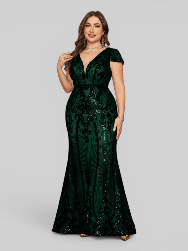 Vestido de Festa Sereia Plus Size Super Luxo Paetê Lauriete
