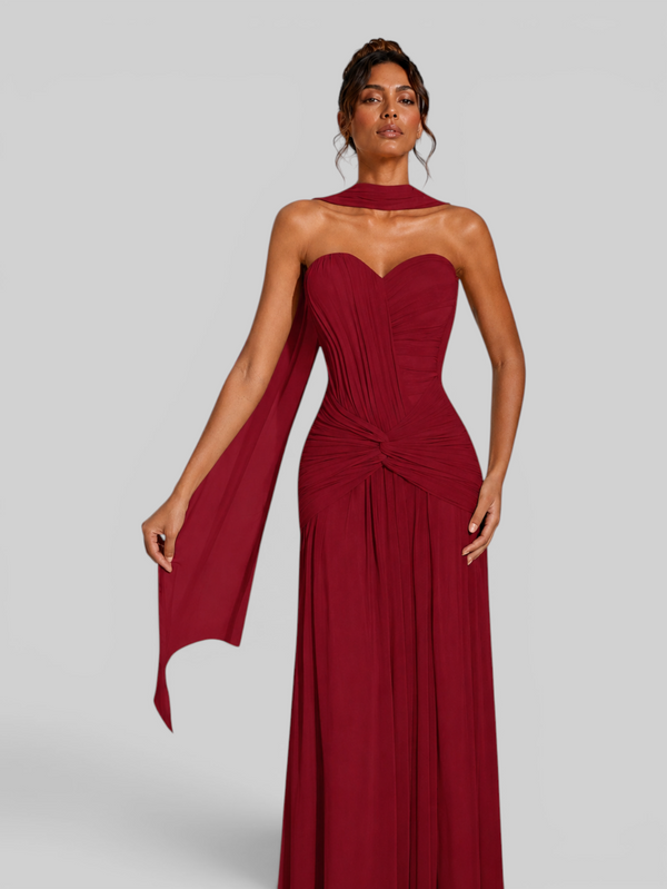 Vestido de Festa Longo Tomara que Caia Torcido Echarpe Legacy