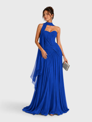 Vestido de Festa Longo Tomara que Caia Torcido Echarpe Legacy