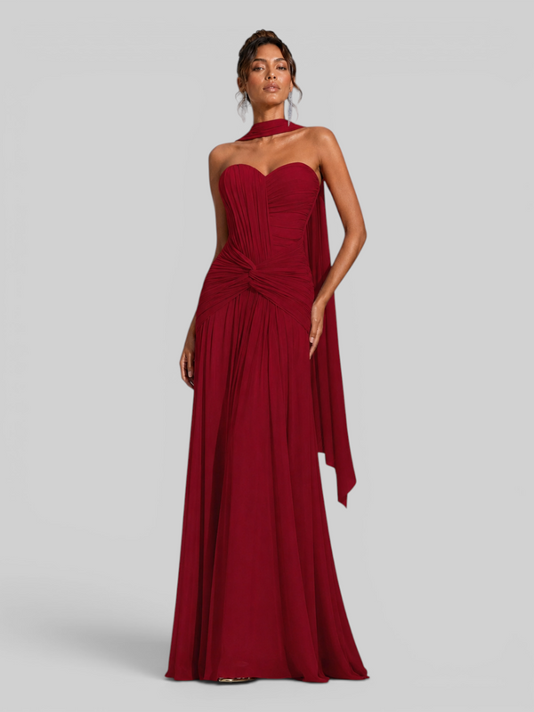 Vestido de Festa Longo Tomara que Caia Torcido Echarpe Legacy