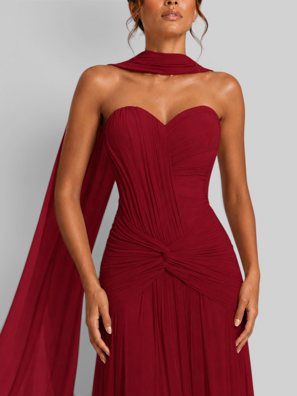 Vestido de Festa Longo Tomara que Caia Torcido Echarpe Legacy