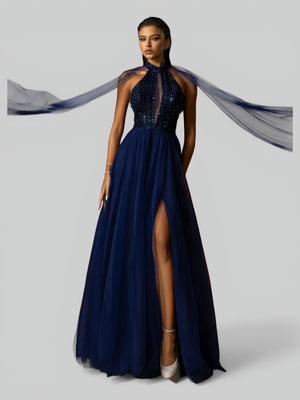 Vestido de Festa Longo Super Luxo Paetê Capa Lorelay