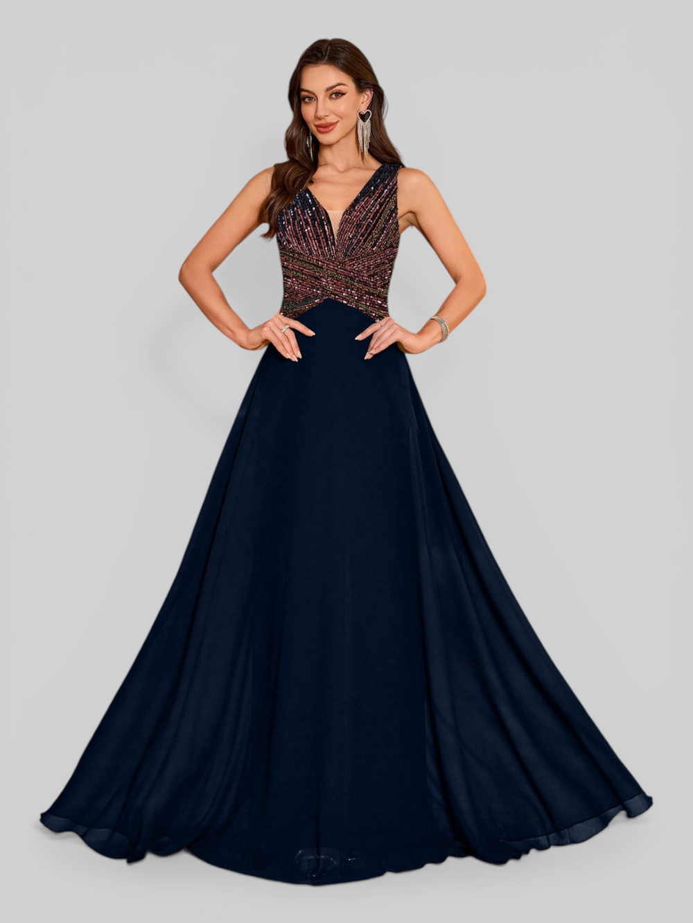 Vestido de Festa Longo Paetê Lovis