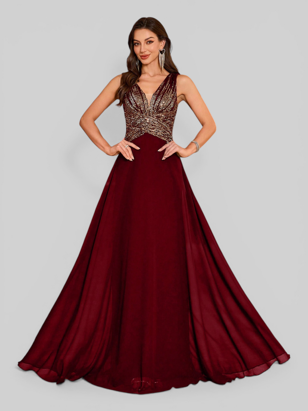 Vestido de Festa Longo Paetê Lovis