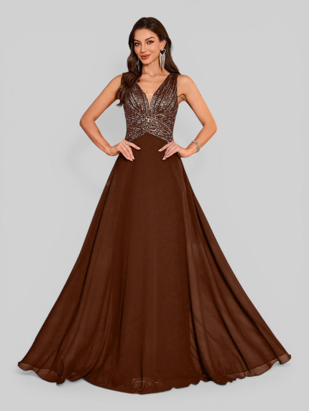 Vestido de Festa Longo Paetê Lovis